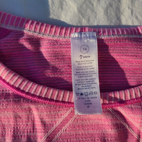 Ivivva Lululemon Swiftly Fly Tech Long Sleeve Shirt - Pink -Girls 14/Women Small - Picture 13 of 14